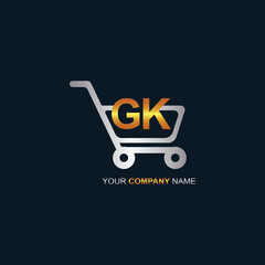 Shopping cart vector GK logo design. GK logo design is used for supermarket or supermall and grocery market.