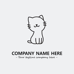 Cat illustration black and white for logo company vector image
