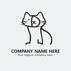 Cat illustration black and white for logo company vector image