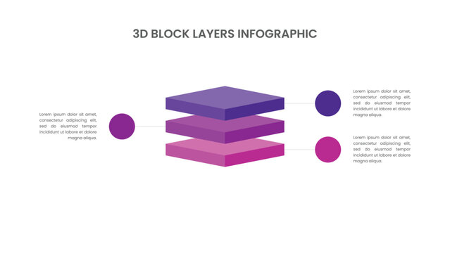 Stacked 3d Block Infographic with 3 Layers