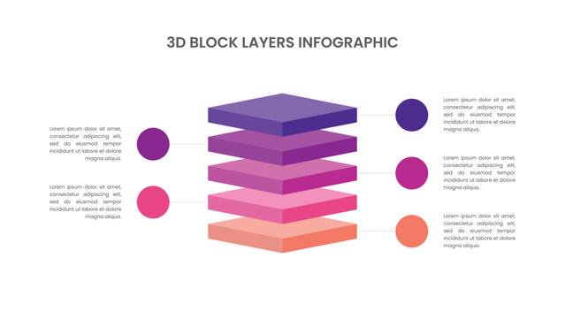 Stacked 3d Block Infographic with 5 Layers