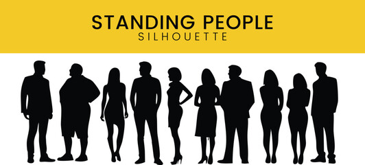 Standing People Silhouettes Vector illustration