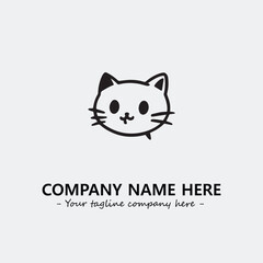 Cat illustration black and white for logo company vector image