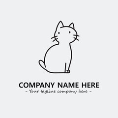 Cat illustration black and white for logo company vector image
