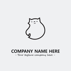 Cat illustration black and white for logo company vector image