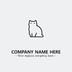 Cat illustration black and white for logo company vector image