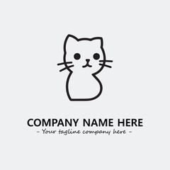 Cat illustration black and white for logo company vector image