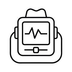 Outline of Defibrillator on white background