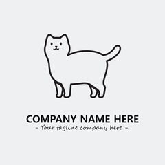 Cat illustration black and white for logo company vector image