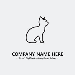 Cat illustration black and white for logo company vector image