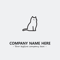 Cat illustration black and white for logo company vector image
