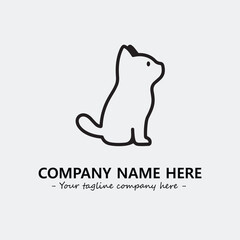 Cat illustration black and white for logo company vector image