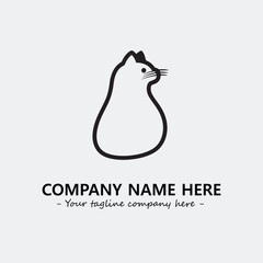 Cat illustration black and white for logo company vector image