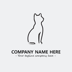 Cat illustration black and white for logo company vector image