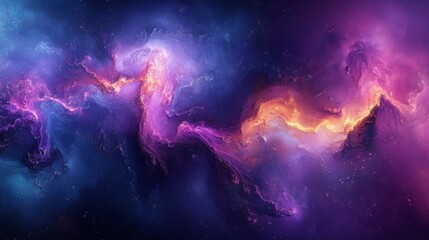 Cosmic Nebula: Vibrant Purple Pink and Orange Hues