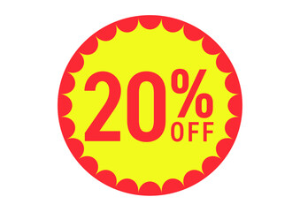 20%OFFのフラットなアイコンイラスト