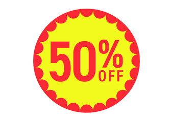 50%OFFのフラットなアイコンイラスト