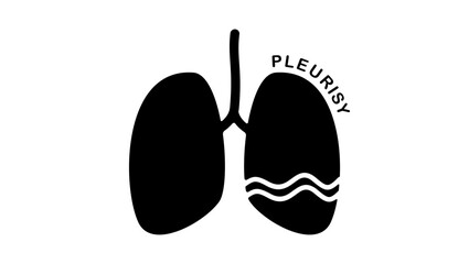 Pleurisy symbol, black isolated silhouette