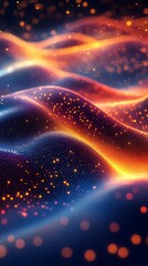 Fototapeta premium Wavy Neon Lights in Purple Orange – Mobile Wallpaper