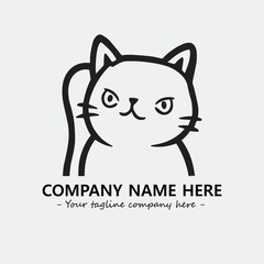 Cat illustration black and white for logo company vector image