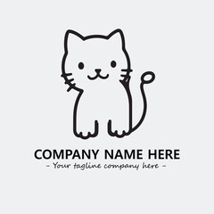Cat illustration black and white for logo company vector image