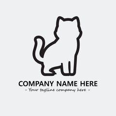 Cat illustration black and white for logo company vector image