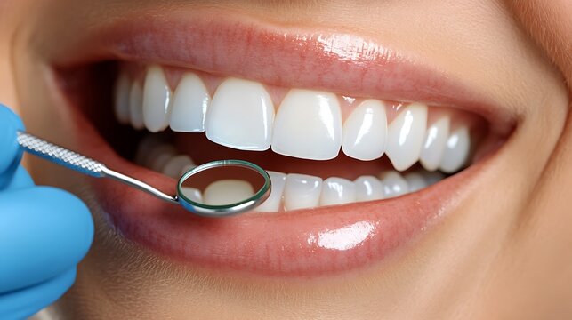 mature woman with bright smile and healthy teeth representing dental cleaning cosmetic dentistry veneers dentures and oral hygiene care in clinical concept