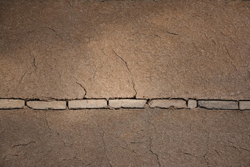 Clay wall with cracks and texture, Rough clay texture close up, Cracked mud wall texture, Ancient...