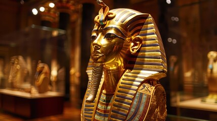 Ancient Egyptian Golden Mask of Pharaoh, Luxurious Art Piece