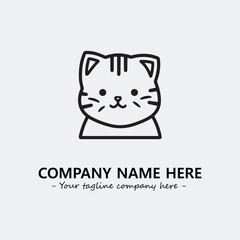 Cat illustration black and white for logo company vector image