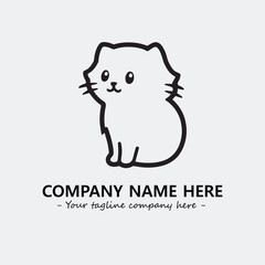 Cat illustration black and white for logo company vector image
