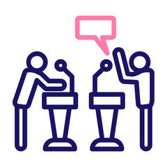 Debate Vector Line Two Colors Icon Design