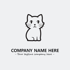 Cat illustration black and white for logo company vector image