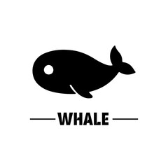 Simple Black and White Whale Silhouette Icon