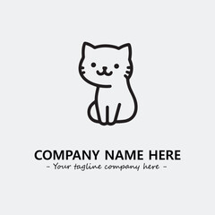 Cat illustration black and white for logo company vector image