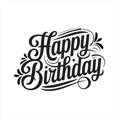 Happy birthday celebration design with vintage typography and colorful decorations