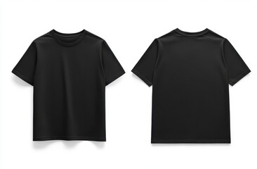 Blank black t-shirt mockup, front and back views (1)