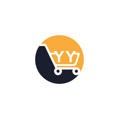 Shopping cart vector YY logo design.YY logo design is used for supermarket or supermall and grocery market.