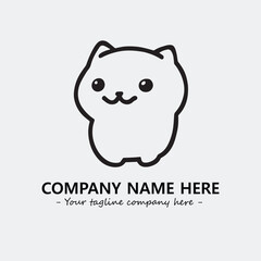 Cat illustration black and white for logo company vector image