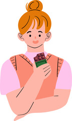 Woman Holding Chocolate Bar