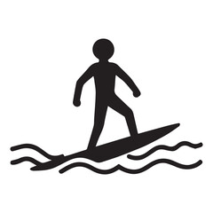 Surfing silhouette vector illustration White Background.
