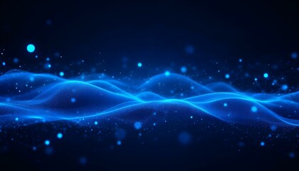 Obraz premium A mesmerizing digital landscape of luminous blue particles, conveying technology and abstract concepts.