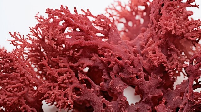 photograph red algae white background