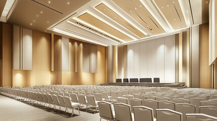 Modern conference hall interior, spacious and well-lit