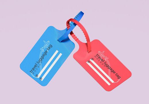 Hanging Luggage Tag Mockup With Strap
