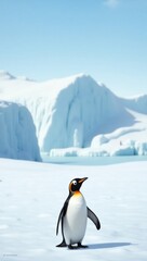 Fototapeta premium emperor penguin on snow