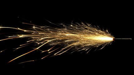 Glowing sparks trail from a firework against a black background.