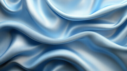 Obraz premium Light blue silk fabric draped in flowing folds.