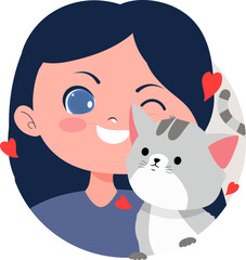 Girl and Cat with Love. Adopt a Pet Graphic