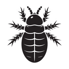 Creeping Lice silhouette, a symbol of microscopic menace – Lice illustration – Minimalist Lice vector – Insect silhouette

